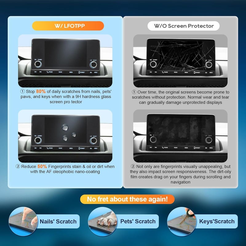 LFOTPP For 2025 Honda CRV Screen Protector - 2023~2025 CRV (LX/EX/Sport Hybrid) 7 inch Touchscreen [ClearMatAG+] 2023 2024 2025 CRV Accessories Anti Glare 9H Hardness Tempered Glass - Image 4